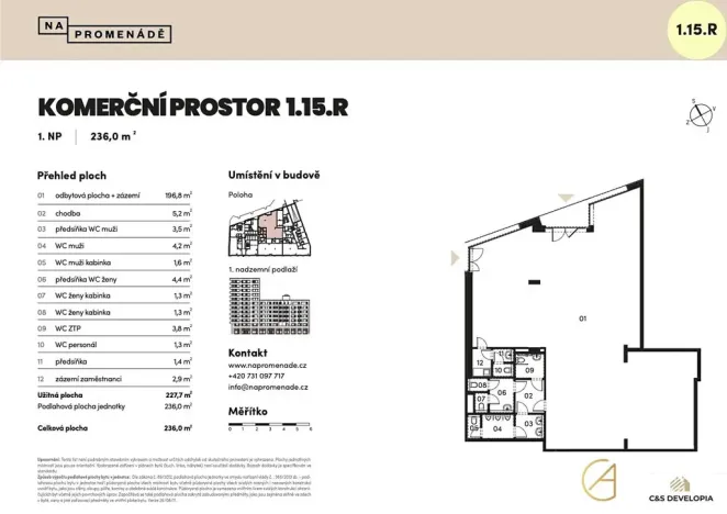 Prodej obchodního prostoru, Brno, 259 m2
