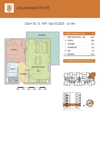Pronájem bytu 1+kk, Olomouc - Řepčín, Edvarda Beneše, 57 m2