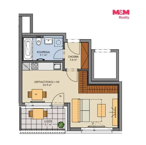 Prodej bytu 1+kk, Praha, Gollové, 34 m2