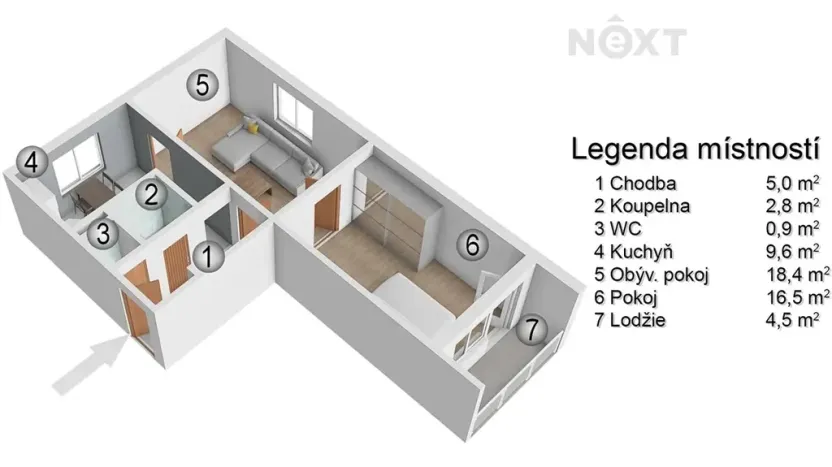 Prodej bytu 2+1, Břeclav, Fintajslova, 54 m2