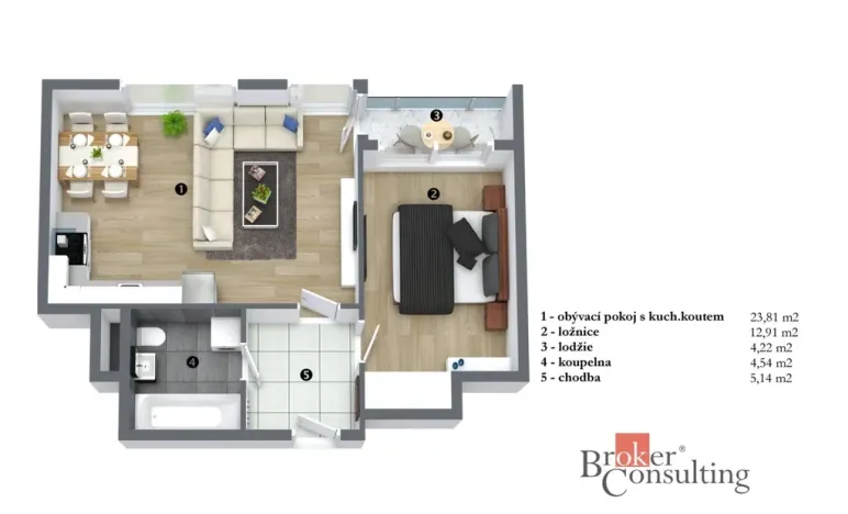 Pronájem bytu 2+kk, Praha - Žižkov, Olgy Havlové, 48 m2
