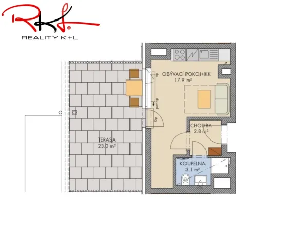Pronájem bytu 1+kk, Praha, Thomasova, 25 m2
