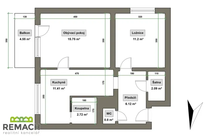 Pronájem bytu 2+1, Uherský Brod, Šaripova, 55 m2