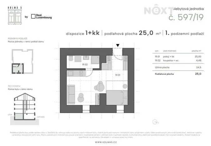 Prodej bytu 1+kk, Praha - Vysočany, Kolmá, 25 m2