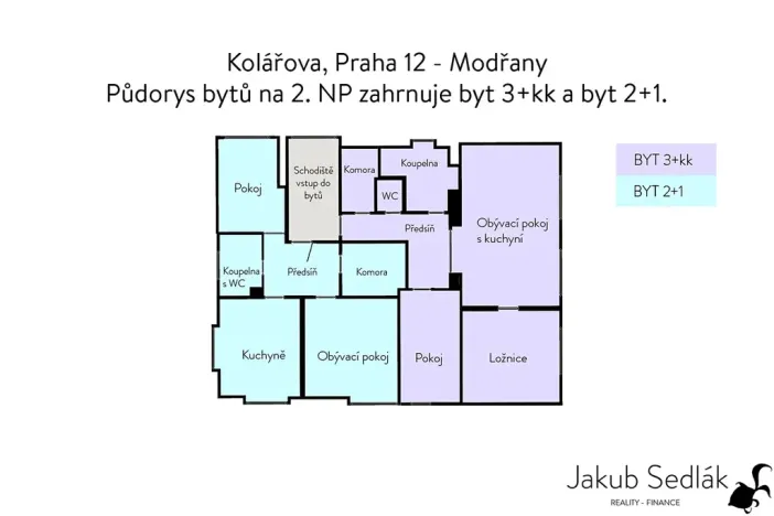 Prodej bytu 2+1, Praha - Modřany, Kolářova, 54 m2