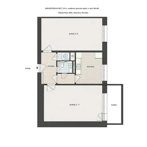 Pronájem bytu 2+1, Ostrava, Čkalovova, 60 m2
