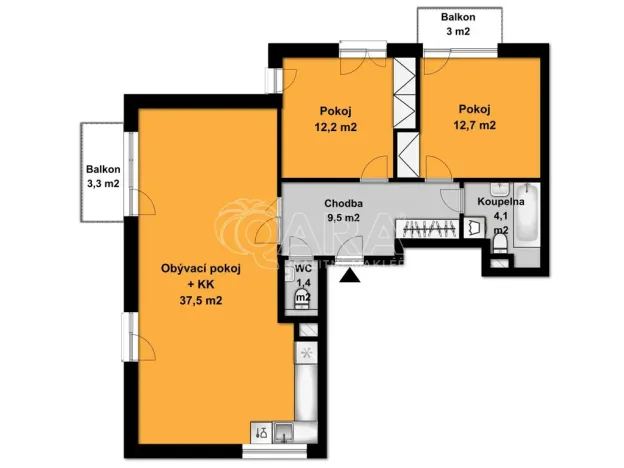 Pronájem bytu 3+kk, Praha - Zbraslav, Faltysova, 80 m2