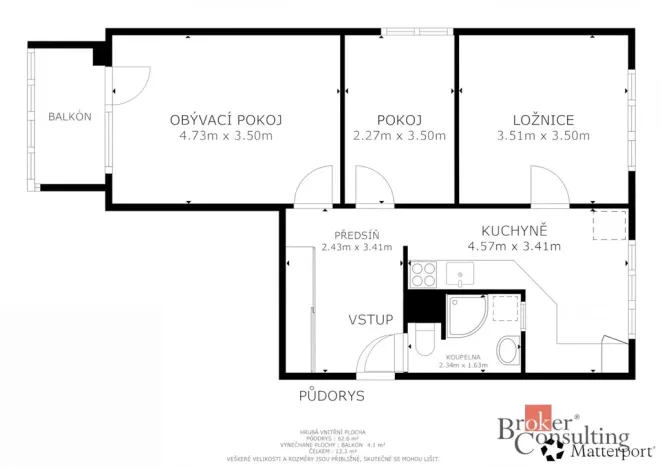 Prodej bytu 3+1, Louny, Kosmonautů, 67 m2