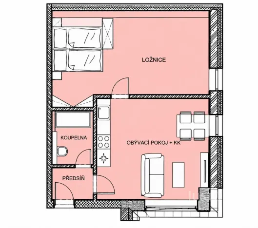 Pronájem bytu 2+kk, Kestřany, 50 m2