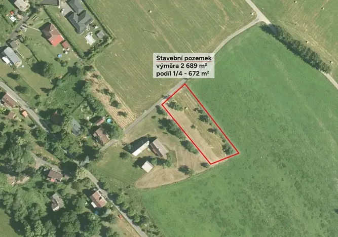 Prodej podílu pozemku pro bydlení, Jílové u Držkova, 672 m2
