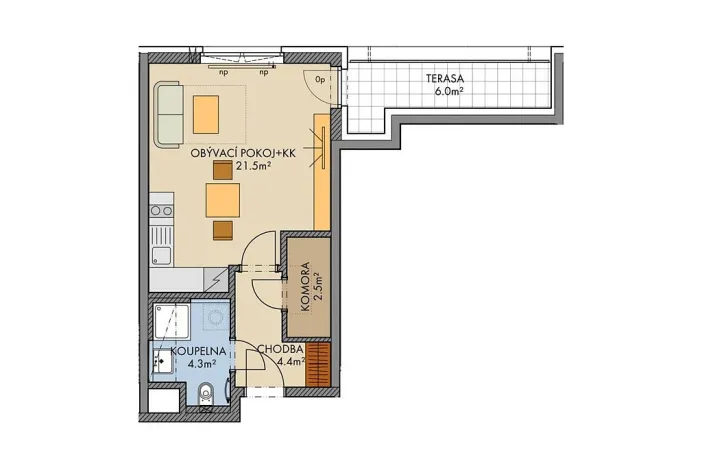 Prodej bytu 1+kk, Praha - Ruzyně, Huppnerova, 34 m2