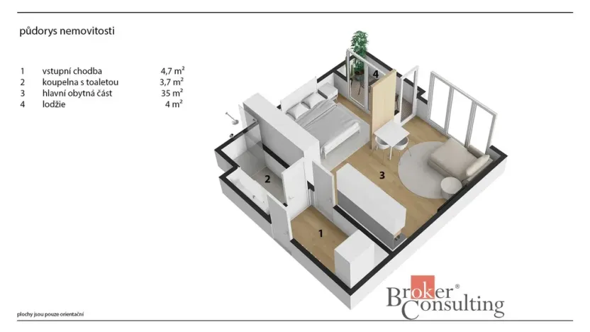 Pronájem bytu 1+kk, Hradec Králové, Na Střezině, 35 m2