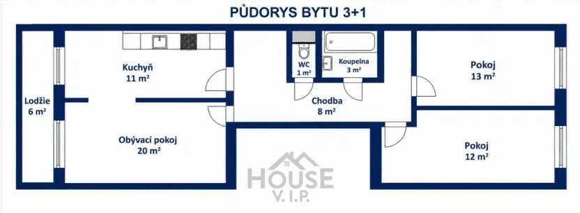 Prodej bytu 3+1, Praha - Letňany, Kuželova, 68 m2