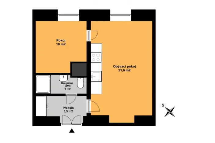 Pronájem bytu 2+kk, Praha - Vinohrady, Rybalkova, 39 m2