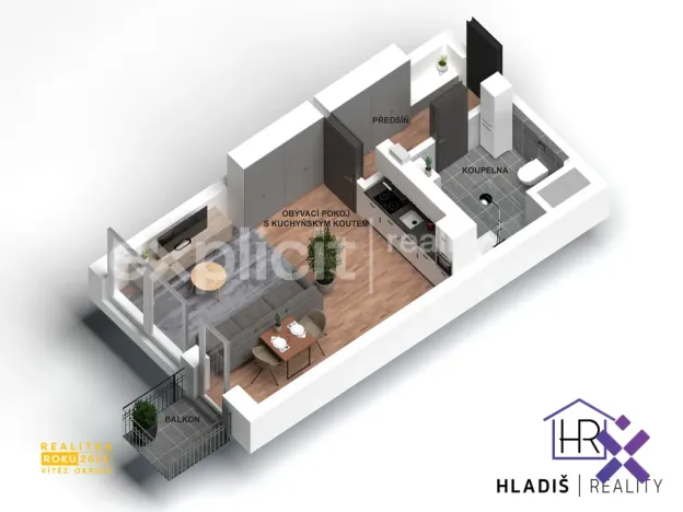 Pronájem bytu 1+kk, Uherský Brod, Sídl. Olšava, 33 m2