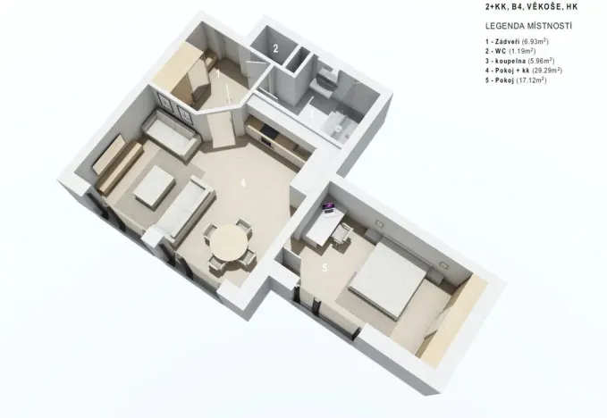 Pronájem bytu 2+kk, Hradec Králové - Věkoše, V. J. Kašpara, 63 m2
