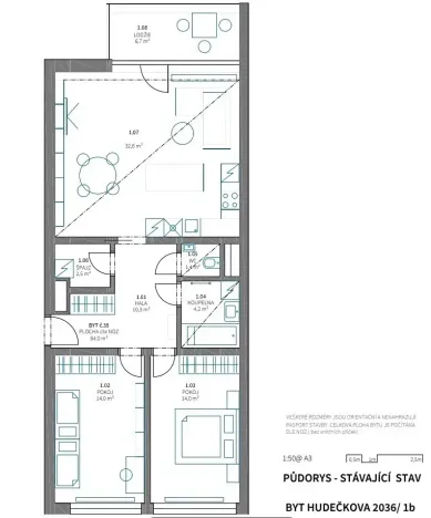 Pronájem bytu 3+kk, Praha, Hudečkova, 84 m2