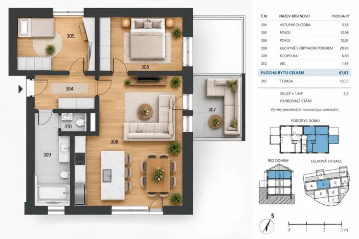 Prodej bytu 3+kk, Kunice - Dolní Lomnice, Vrbová, 69 m2