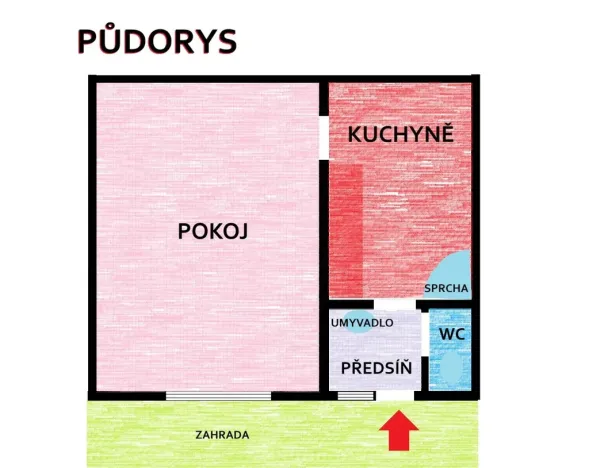 Pronájem bytu 1+1, Červený Újezd, Unhošťská, 32 m2
