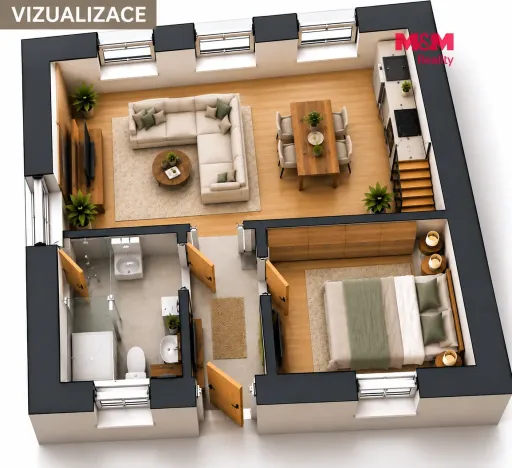 Prodej bytu 2+kk, Hostomice - Bezdědice, 54 m2