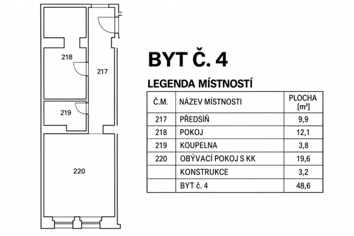 Pronájem bytu 2+kk, Praha - Libeň, Sokolovská, 48 m2