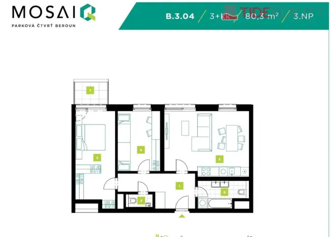 Prodej bytu 3+kk, Beroun, Na Máchovně, 80 m2
