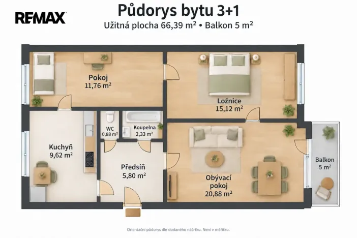 Prodej bytu 3+1, Krucemburk, Košinovská, 66 m2