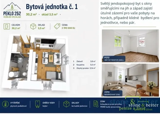 Prodej bytu 2+kk, Vrchlabí, Peklo, 55 m2