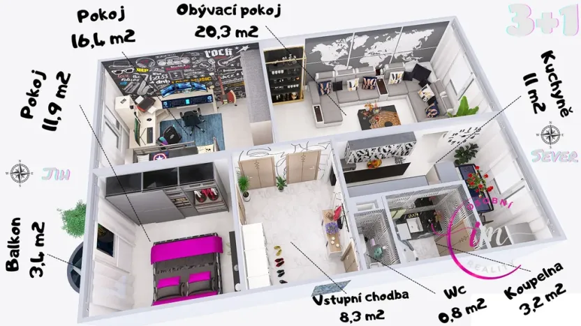 Pronájem bytu 3+1, Jihlava, Březinova, 72 m2