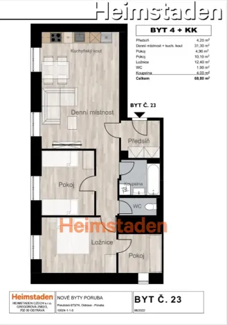 Pronájem bytu 3+kk, Ostrava - Poruba, Porubská, 67 m2