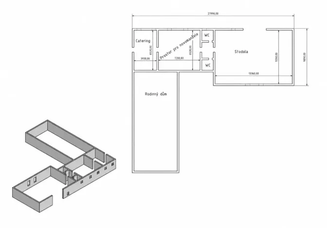Prodej komerční nemovitosti, Borovy, 500 m2