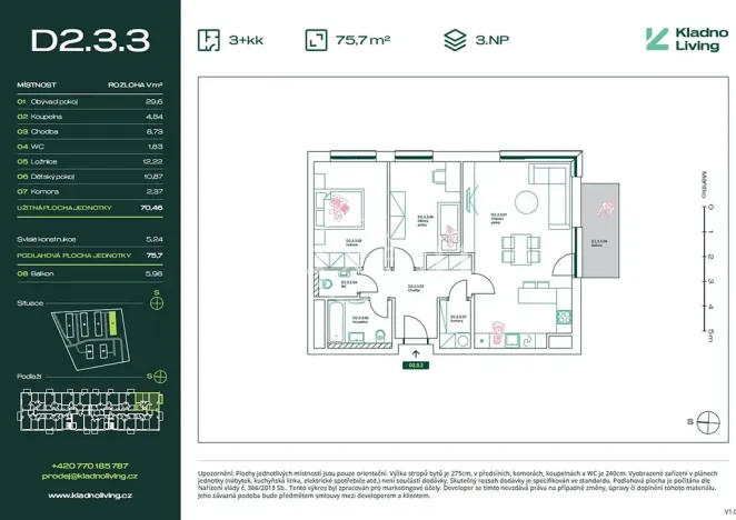 Prodej bytu 3+kk, Kladno, Pražská, 70 m2