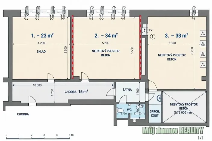 Pronájem kanceláře, Praha - Libeň, 90 m2