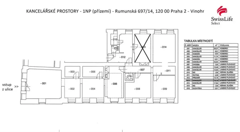 Pronájem kanceláře, Praha - Vinohrady, Rumunská, 151 m2