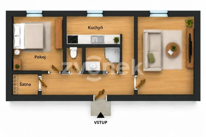 Prodej bytu 2+1, Zlín, Husova, 48 m2
