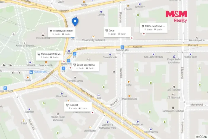 Pronájem kanceláře, Praha - Vinohrady, náměstí Míru, 41 m2