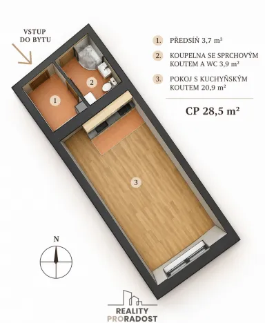 Prodej bytu 1+kk, Brno, Božetěchova, 29 m2