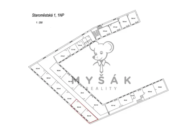 Pronájem kanceláře, České Budějovice - České Budějovice 1, Hradební, 29 m2