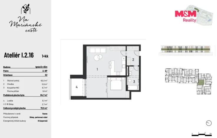 Prodej bytu 1+kk, Brandýs nad Labem-Stará Boleslav, Dřevčická, 65 m2