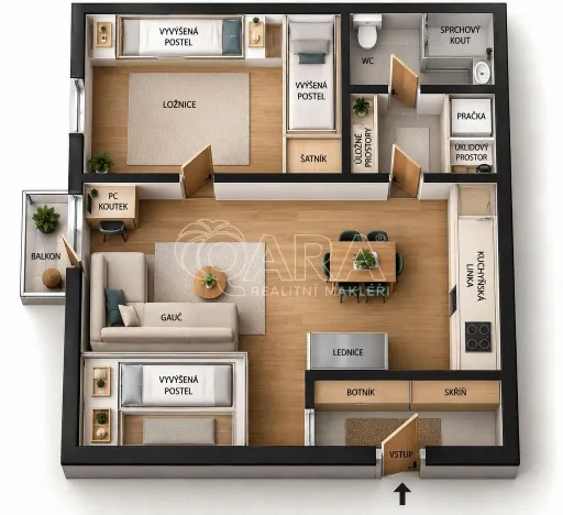 Prodej bytu 2+kk, Kladno - Kročehlavy, Generála Selnera, 42 m2