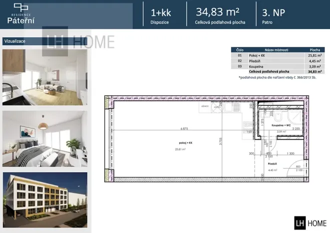 Prodej bytu 1+kk, Brno, Páteřní, 35 m2
