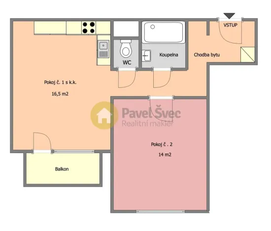 Pronájem bytu 2+kk, Strakonice - Strakonice I, Mládežnická, 41 m2