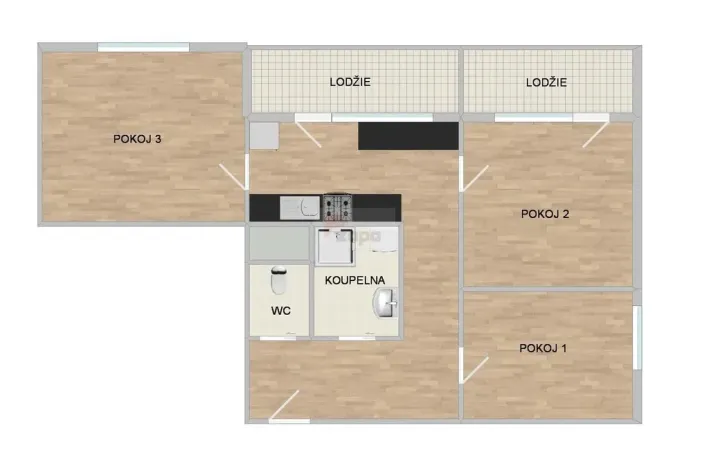 Pronájem bytu 3+kk, Praha - Letňany, Rýmařovská, 56 m2