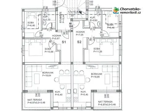 Prodej bytu 3+kk, Povile, Chorvatsko, 53 m2