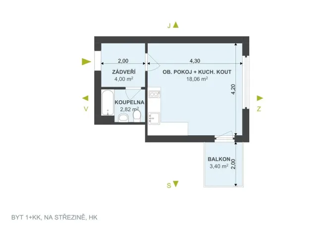 Pronájem bytu 1+kk, Hradec Králové, Na Střezině, 26 m2