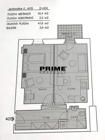 Pronájem bytu 2+kk, Praha - Žižkov, Ondříčkova, 48 m2