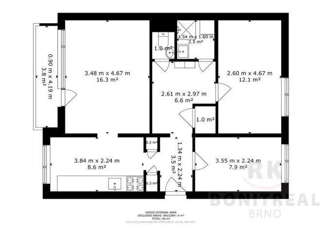 Prodej bytu 3+1, Brno, Mikuláškovo náměstí, 60 m2