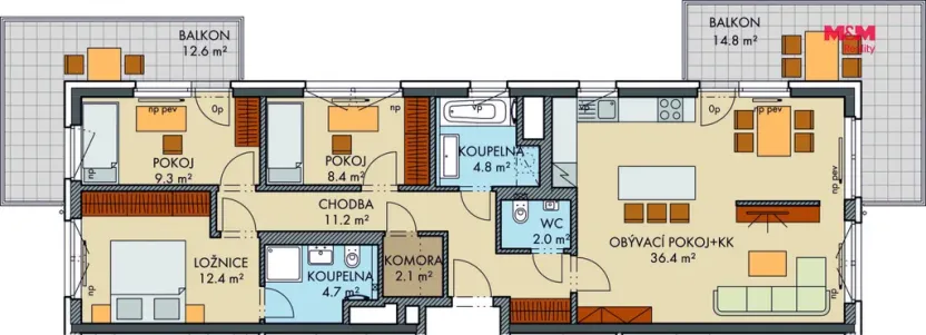 Prodej bytu 4+kk, Praha - Dolní Měcholupy, Honzíkova, 97 m2
