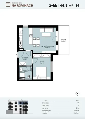 Prodej bytu 2+kk, Praha - Lhotka, Na rovinách, 47 m2