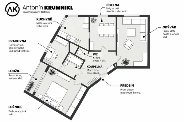 Prodej bytu 3+1, Ostrava - Hrabůvka, Mjr. Nováka, 74 m2